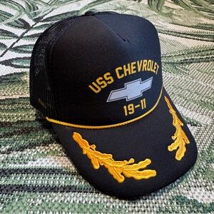 Chevrolet Black and Gold Cap USS Navy Style Hat